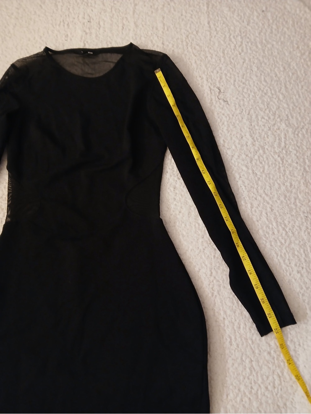 Express Black Long-Sleeve Sheer-Panel Bodycon Dress - Picture 4 of 9